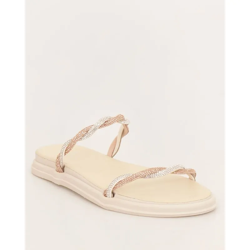 Rasteirinha Feminina Donatta Com Tiras Strass Off White 34/35