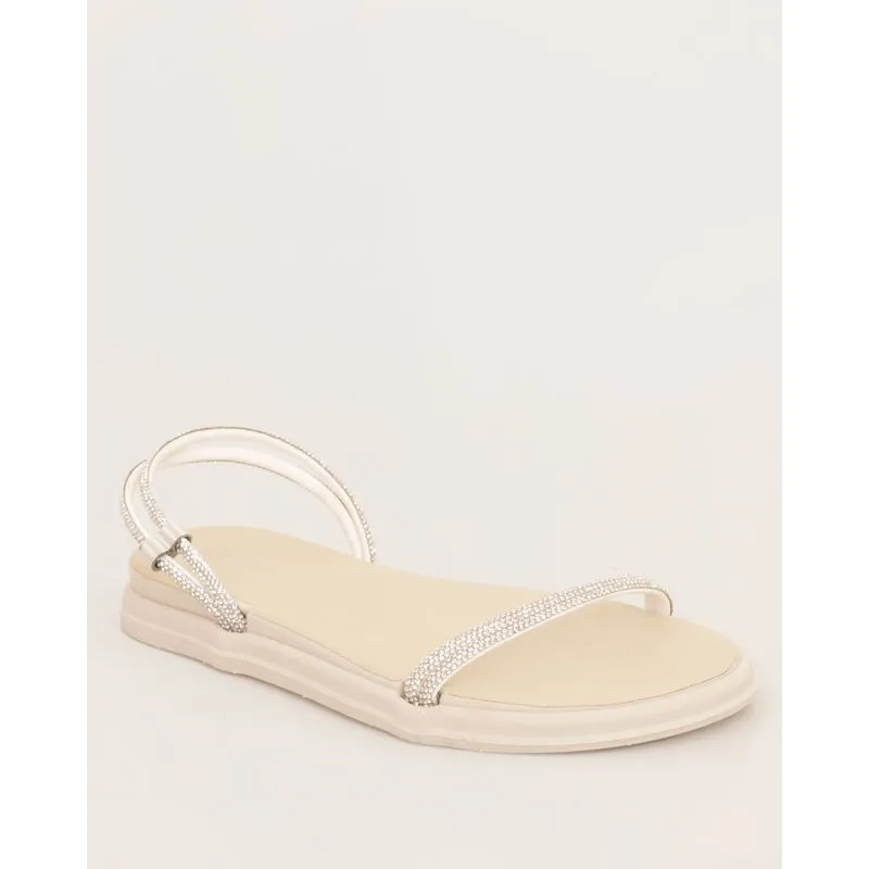 Sandália Rasteirinha Feminina Donatta Regulador Com Tiras Strass Off White 38/39