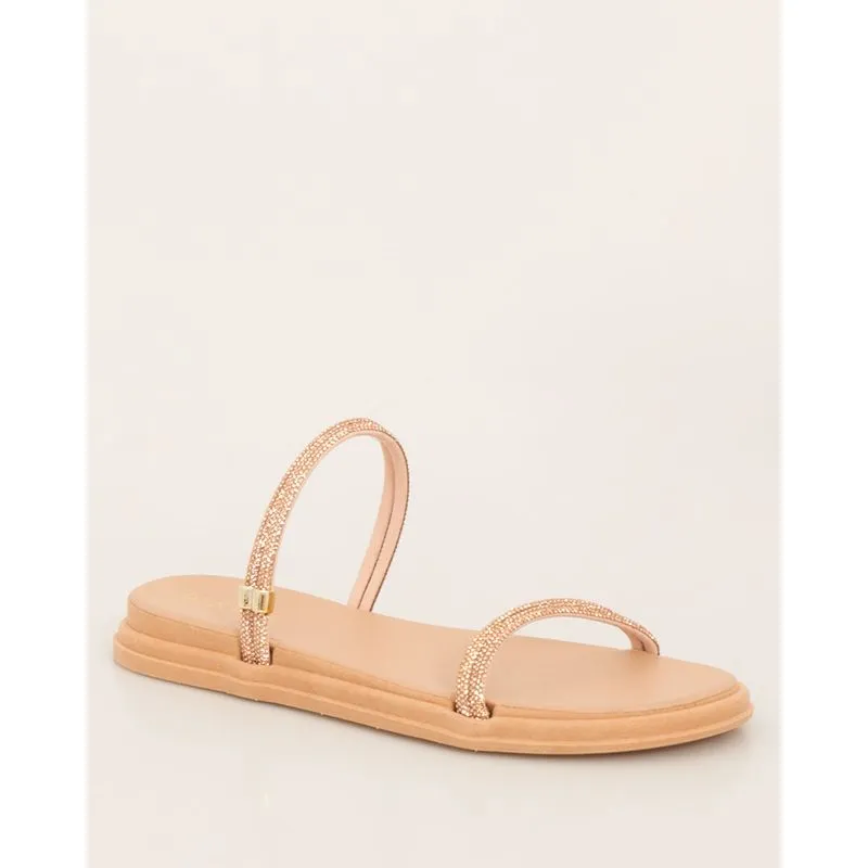 Sandália Rasteirinha Feminina Donatta Regulador Com Tiras Strass Off White 34/35