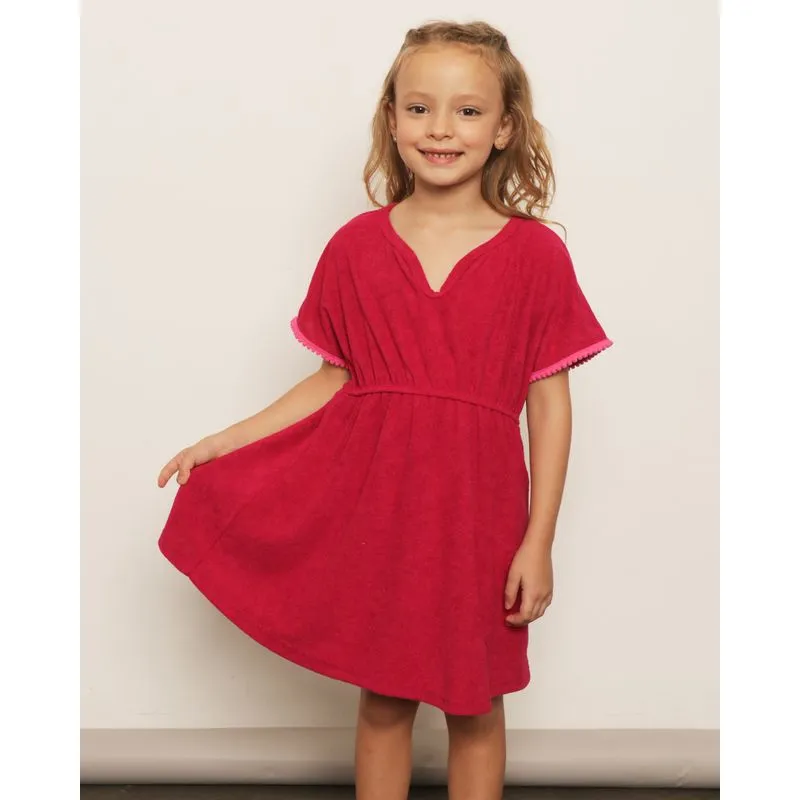 Saída de Praia Vestido Infantil Atoalhada Rosa 6