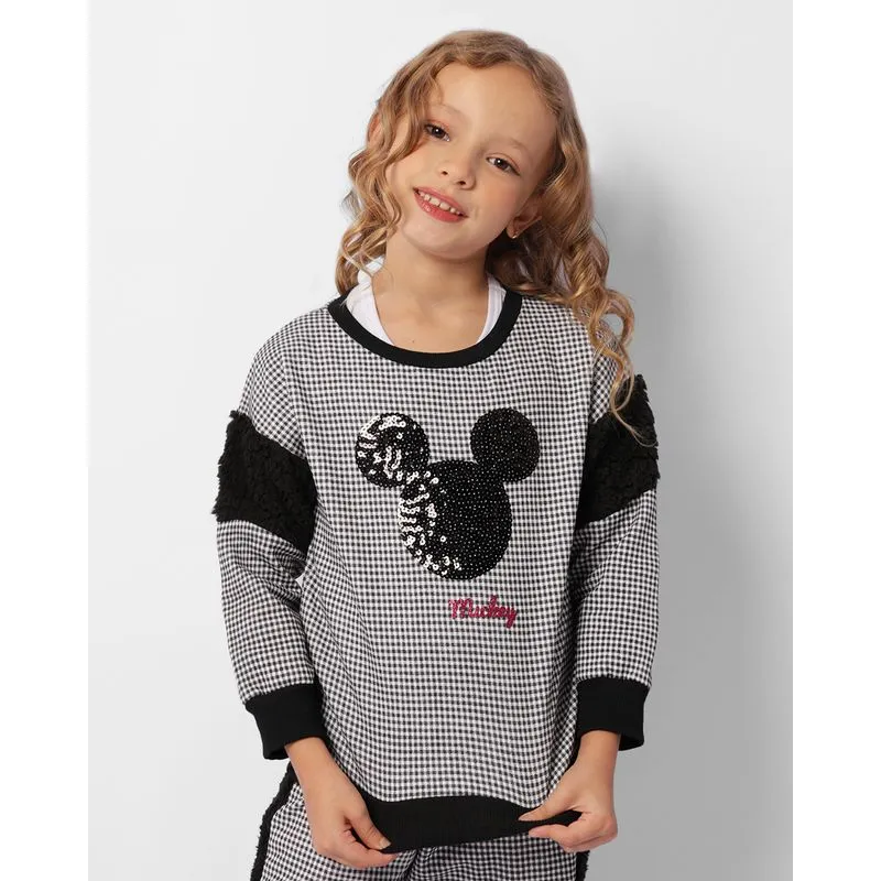 Blusão Moletom Infantil Peluciada Disney Bordado Minnie Preta 8