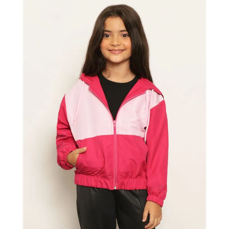 Jaqueta Infantil Corta Vento Com Capuz E Recorte Rosa 6