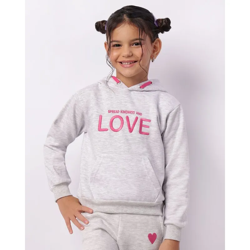Blusão Moletom Infantil Com Capuz Love Cinza 4