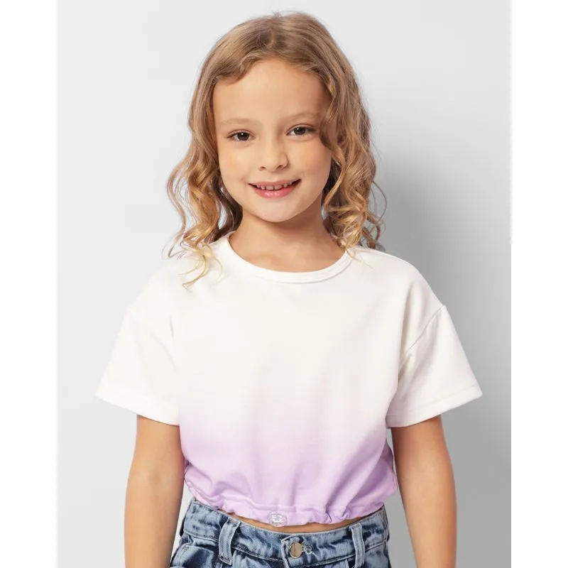 Blusa Infantil Cropped Moletinho Estampa Degradê Branca 8