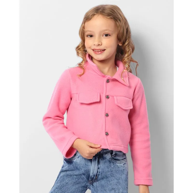 Casaco Infantil Soft Com Botões Rosa 6