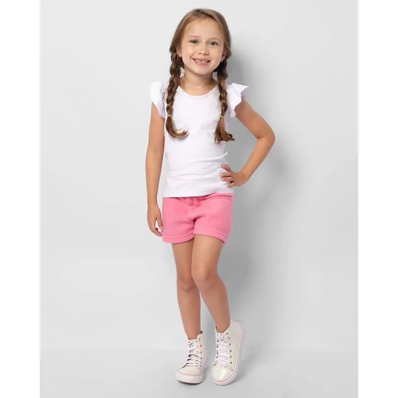 Short Infantil Curto Com Bolso Frontais Rosa 8