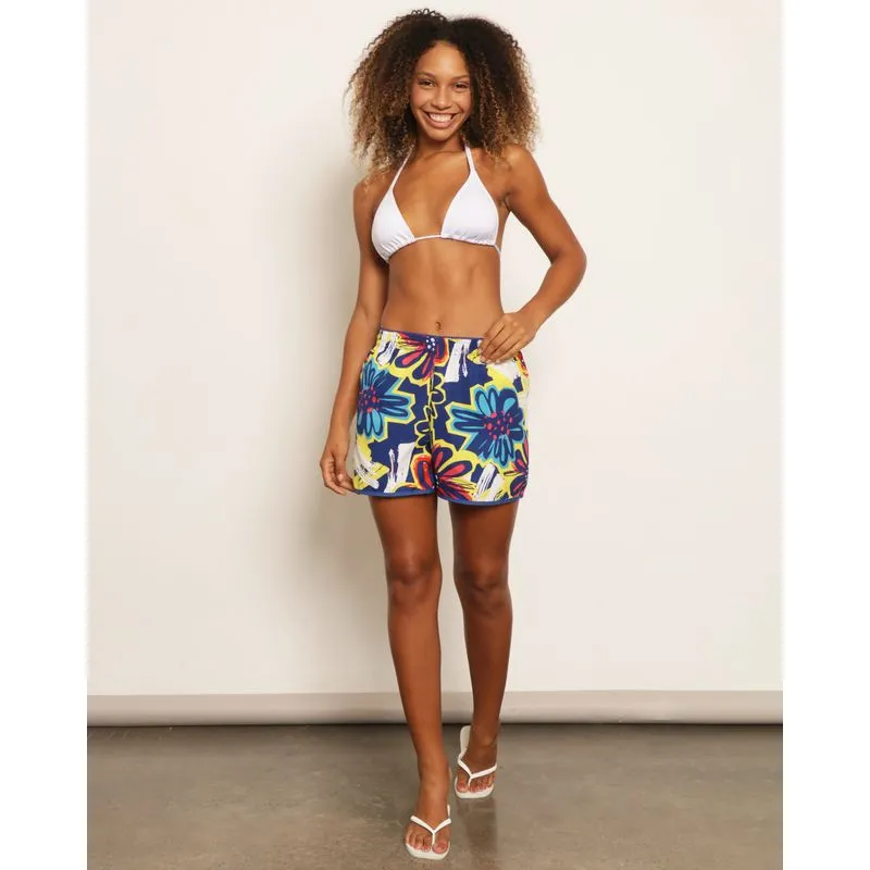 Short Feminino Curto Praia Estampado Amarelo G