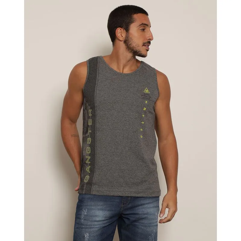 Regata Masculina Gangster Mescla Cinza M