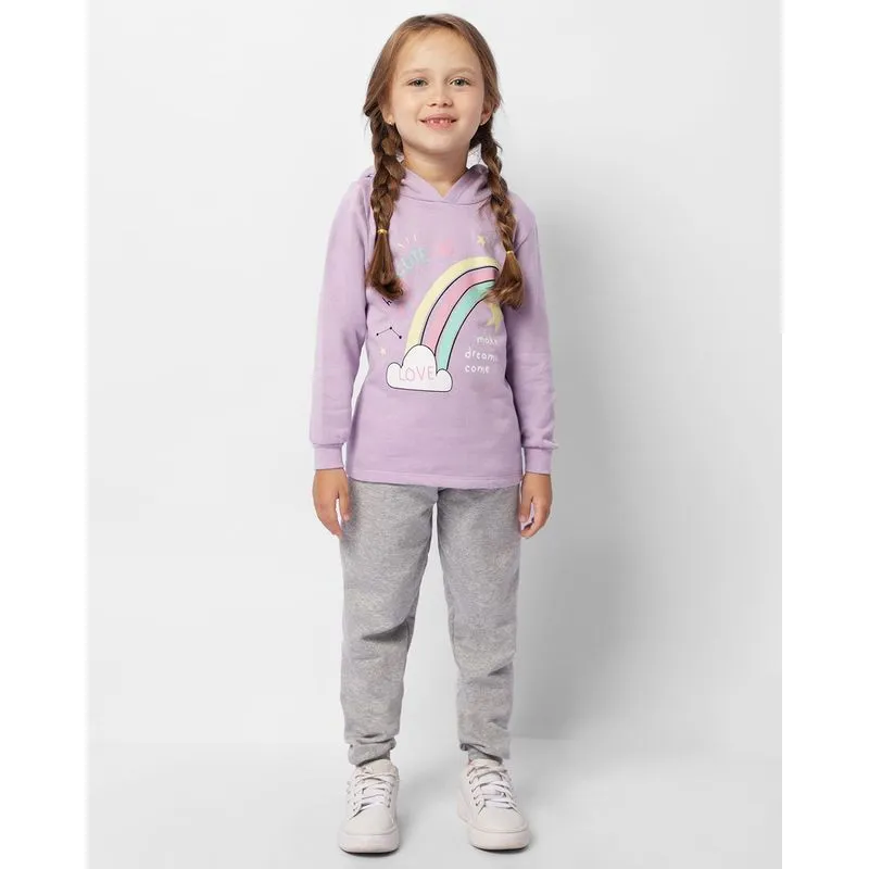 Conjunto Infantil Moletinho Estampa Arco-Íris Lilás 8