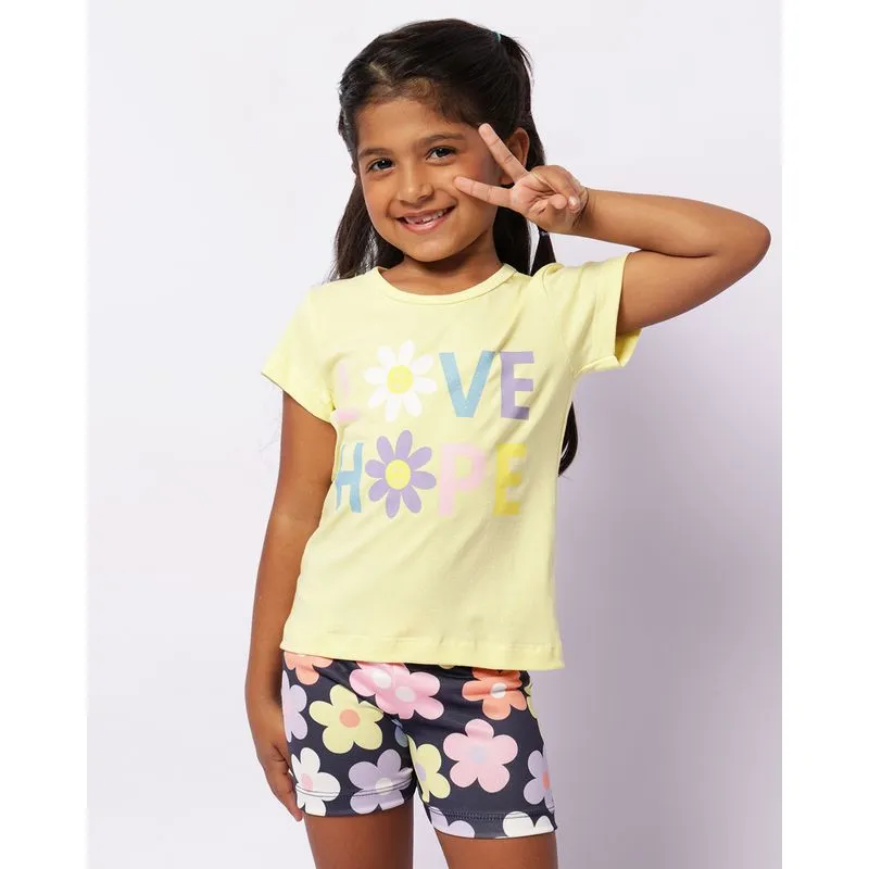 Conjunto Infantil Curto Estampa Love Amarelo 4