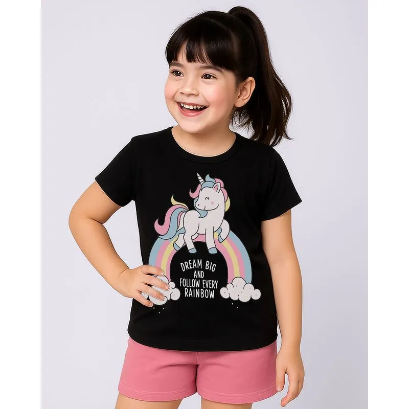 Conjunto Infantil Curto Estampa Unicórnio Preto 8