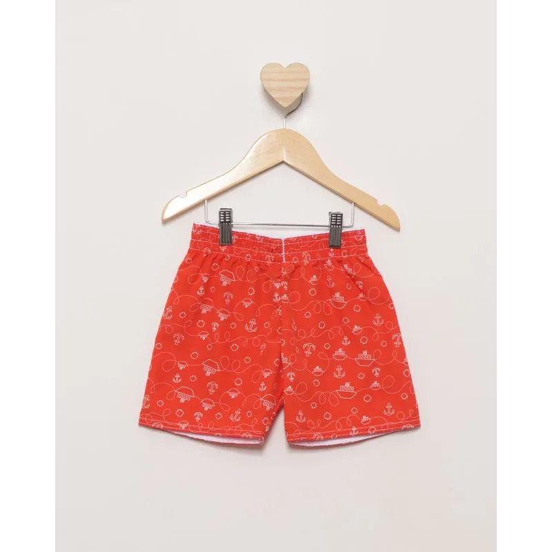 Bermuda Bebê Reta Estampada Laranja UN