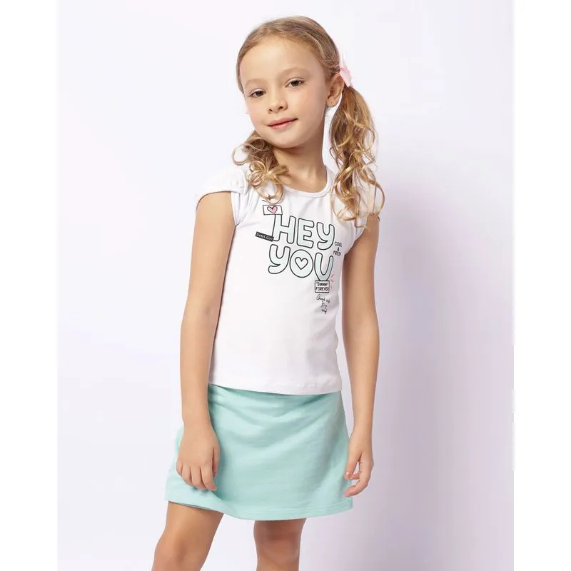 Conjunto Infantil Curto Estampa Escrita Manga Curta Branco 6