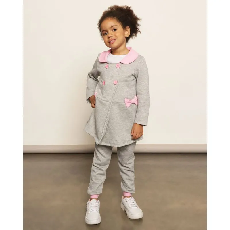 Calça Moletom Infantil Peluciada Com Brilhos Cinza 4