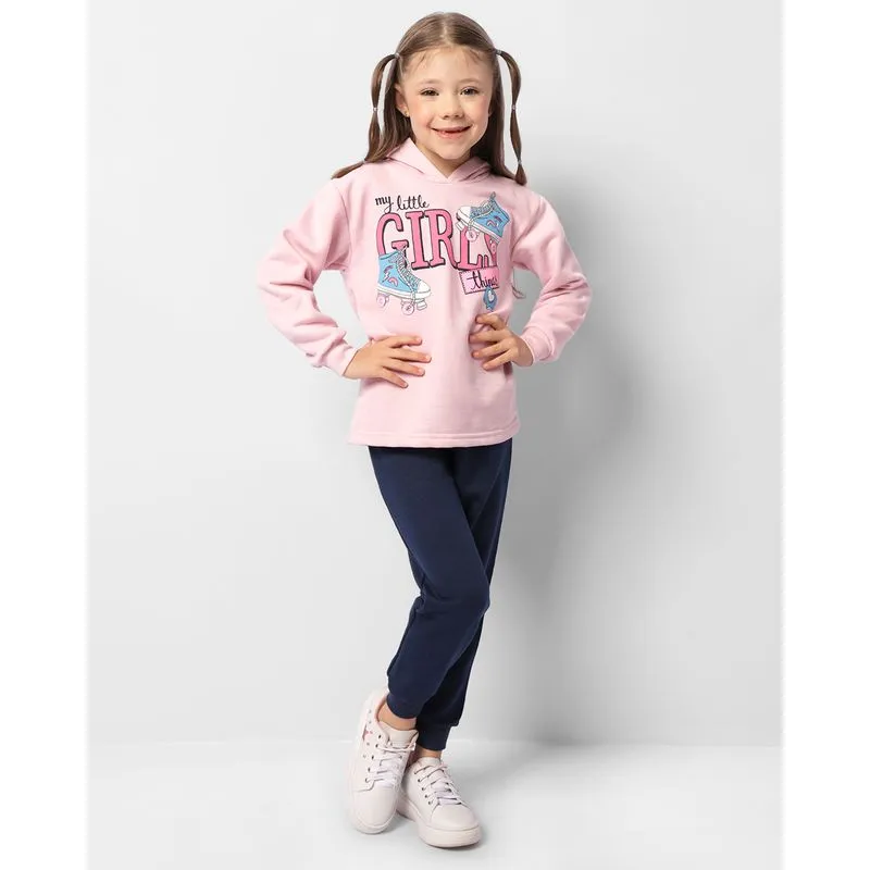 Conjunto Moletom Infantil Peluciado Estampa Patins Rosa 8