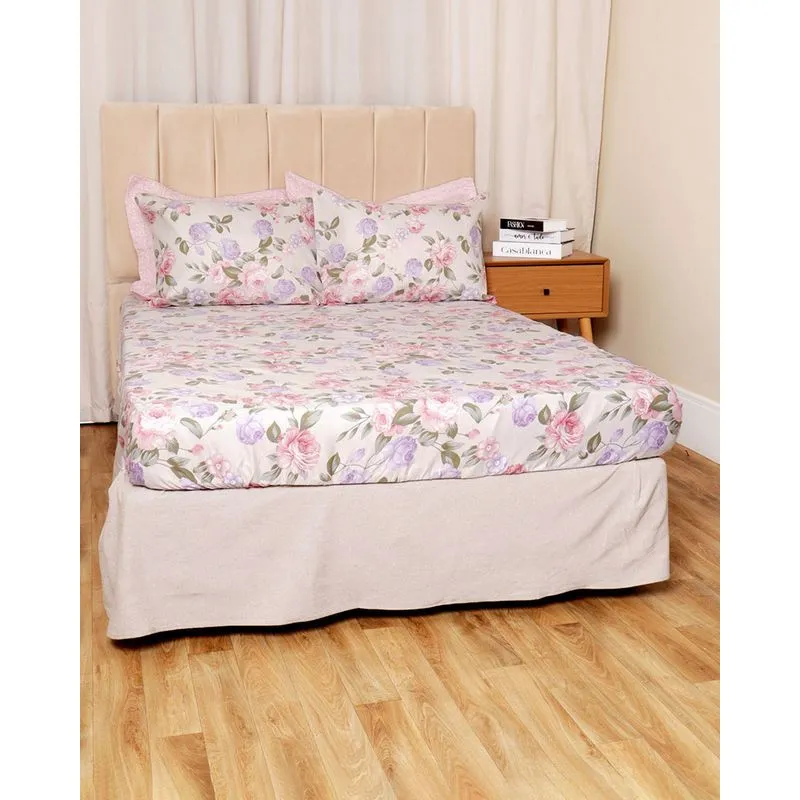 Jogo De Cama Casal 3 Peças Arte & Cazza Estampado Bege UN