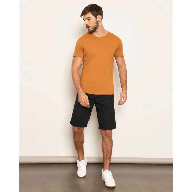 Bermuda Masculina Sarja Reta Com Cordão Preta 38