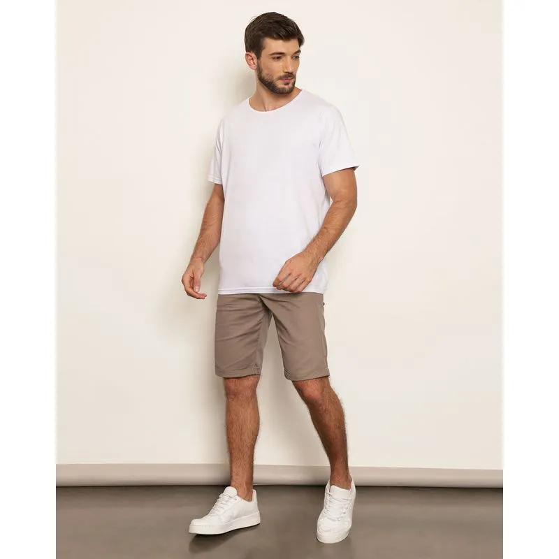 Bermuda Masculina Sarja Reta Com Cordão Cinza 36