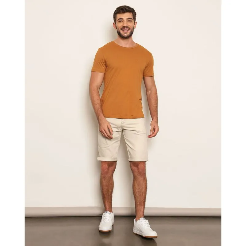 Bermuda Masculina Sarja Reta Com Cordão Bege 38