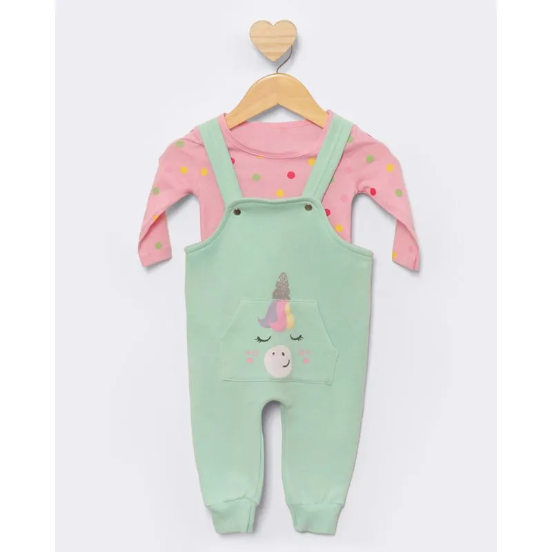 Conjunto Jardineira Bebê Jogger Estampa Interativa Bolso Canguru Verde G