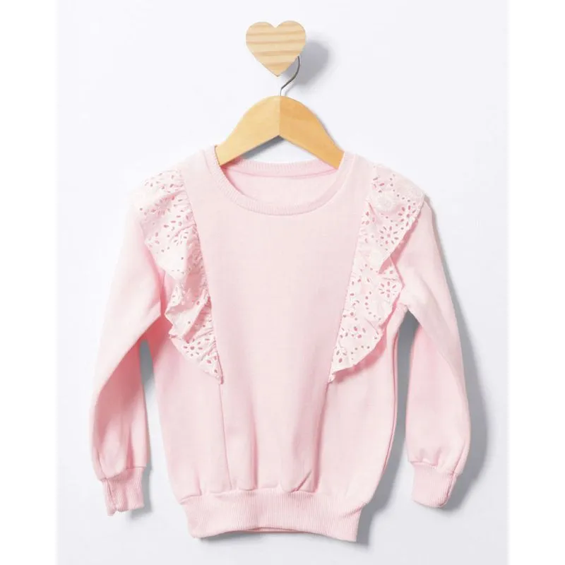 Blusão Bebê Moletinho Peluciado Com Babado Rosa 1