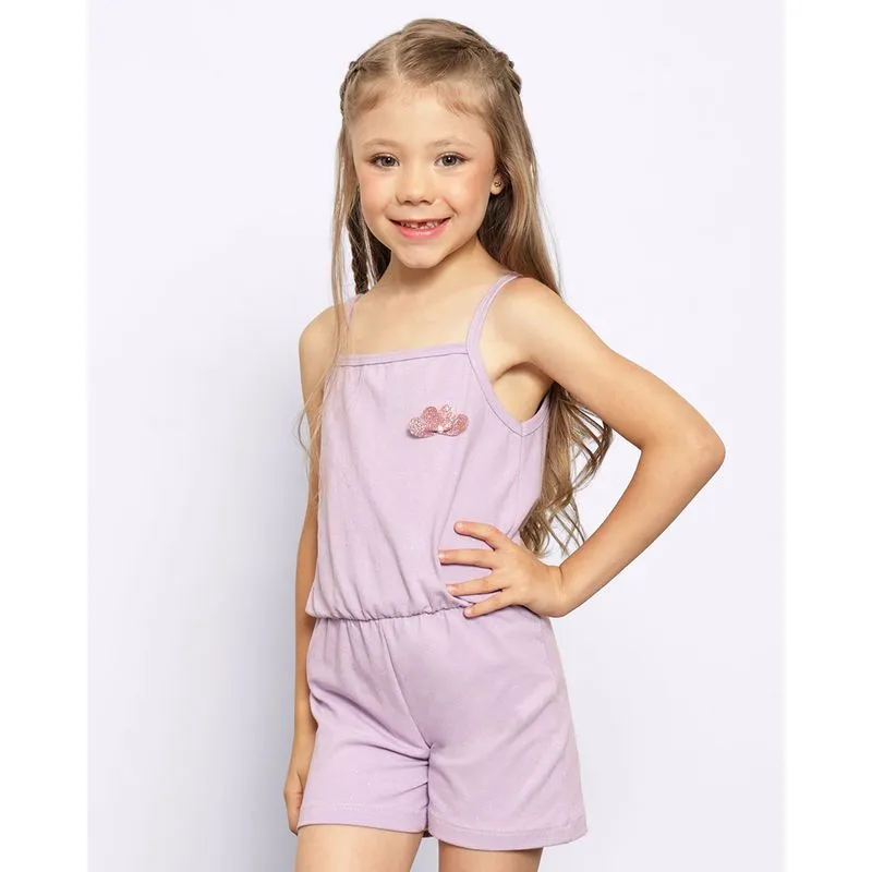 Macaquinho Infantil Curto Com Glitter Lacinho Lilás 6