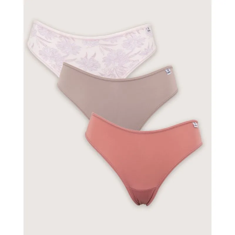 Kit 3 Calcinhas Feminina DelRio Biquíni Rosa E Bege P