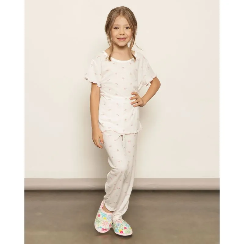 Pijama Infantil Longo Estampa Flor Tal Mãe Tal Filha Off White 10