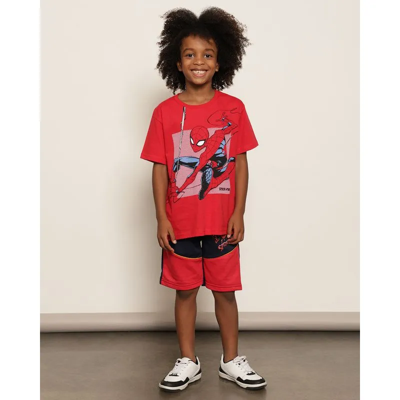 Bermuda Infantil Helanca Marvel Estampa Homem Aranha Marinho 4