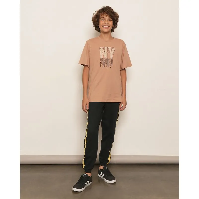 Calça Moletom Juvenil Jogger Com Estampa e Recortes Sortidos Preta 10