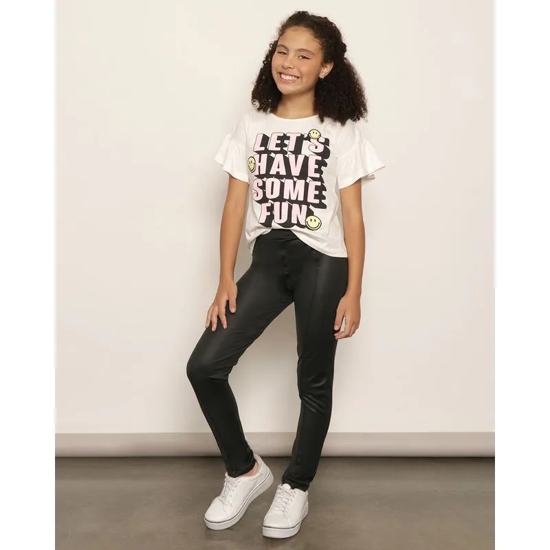 Calça Legging Juvenil Cirrê Preta 12