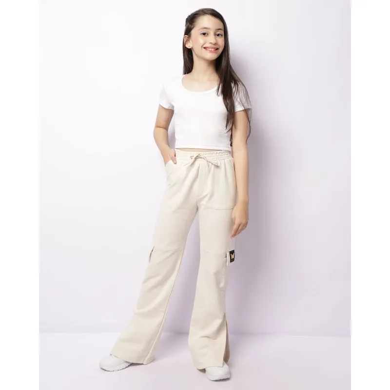 Calça Juvenil Moletinho Pantalona Bolso Cargo Com Aplicação Holográfica Bege 16