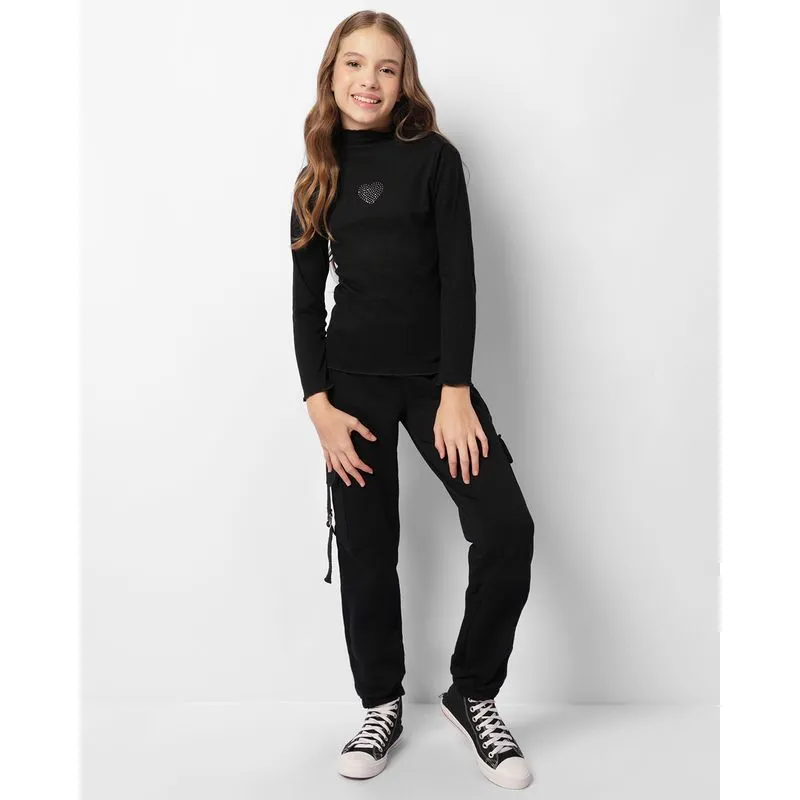 Calça Juvenil Moletinho Jogger Bolso Cargo Com Fivela Preta 16