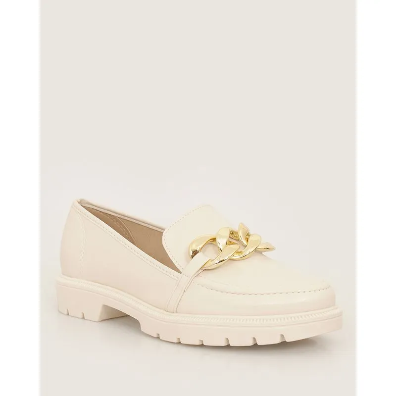 Mocassim Feminino Tratorado Beira Rio Com Fivela Off White 37