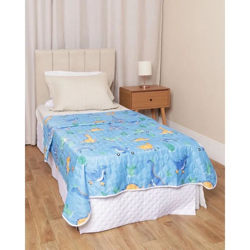 Colcha Infantil Arte & Cazza Estampada Dinossauro Azul UN