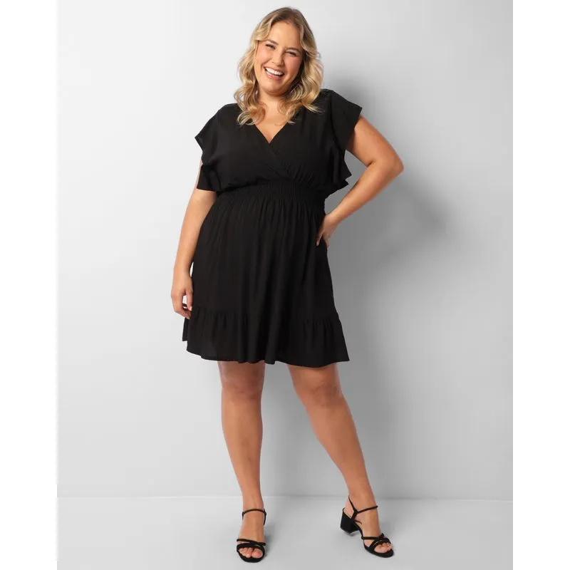 Vestido Plus Size Feminino Curto Viscose Preto G2