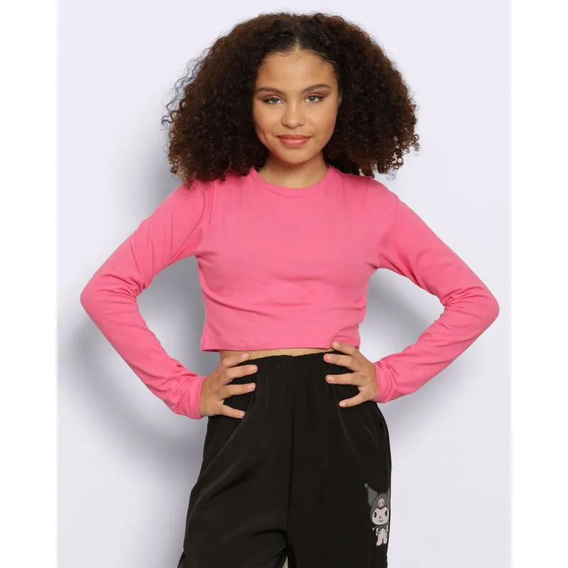 Blusa Juvenil Cropped Manga Longa Rosa 14