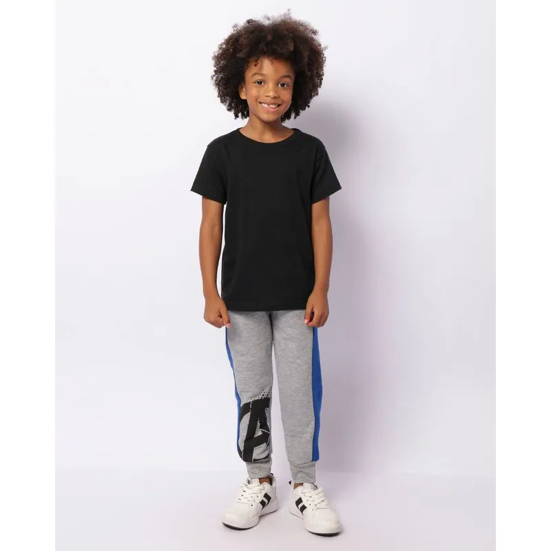 Calça Moletom Infantil Peluciada Jogger Marvel Estampa Os Vingadores Cinza 4