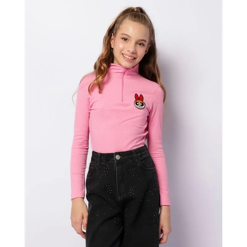 Blusa Juvenil As Meninas Super Poderosas Florzinha Manga Longa Rosa 16