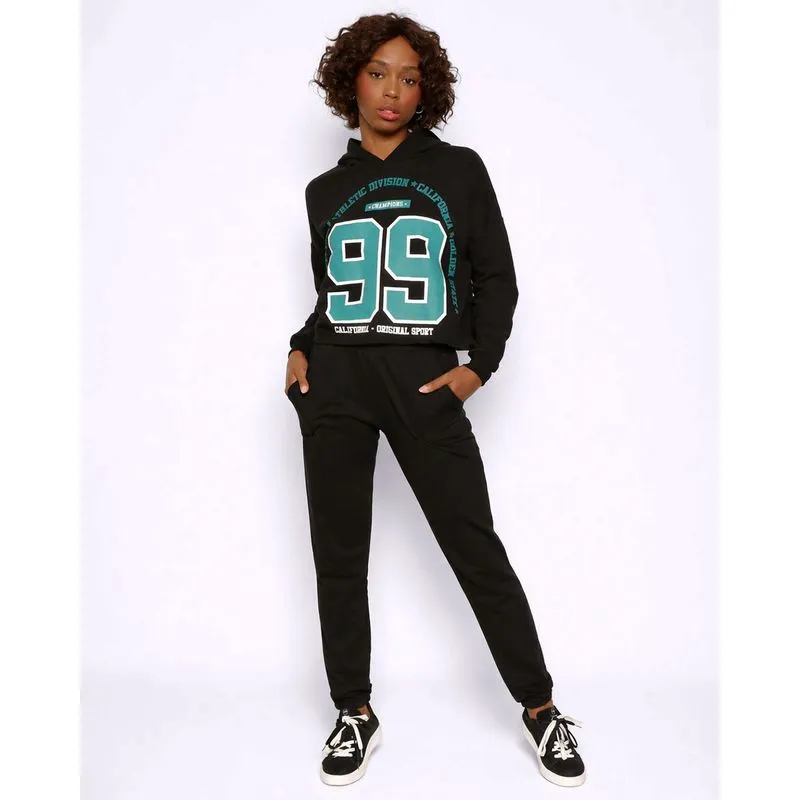Calça Feminina Jogger Moletinho Com Bolso Preta P