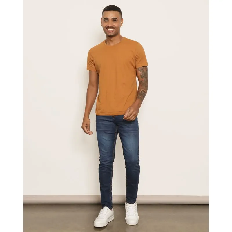 Calça Jeans Masculina Skinny Com Bolsos Azul 48