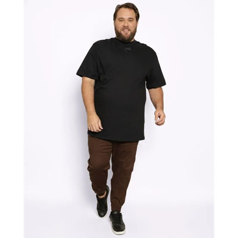 Calça Plus Size Masculina Jogger Com Bolsos Marrom 54