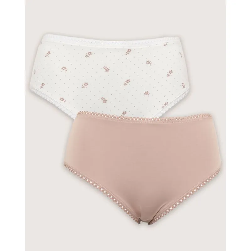 Kit 2 Calcinhas Femininas Biquíni Bege e Branca P