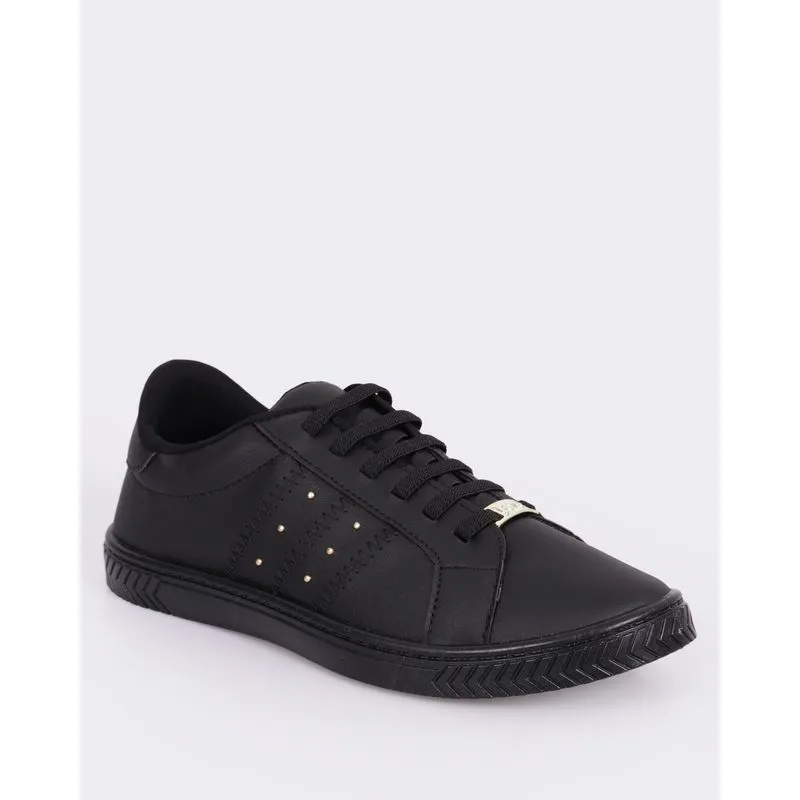 Tênis Feminino Casual Com Aplicação Preto 35