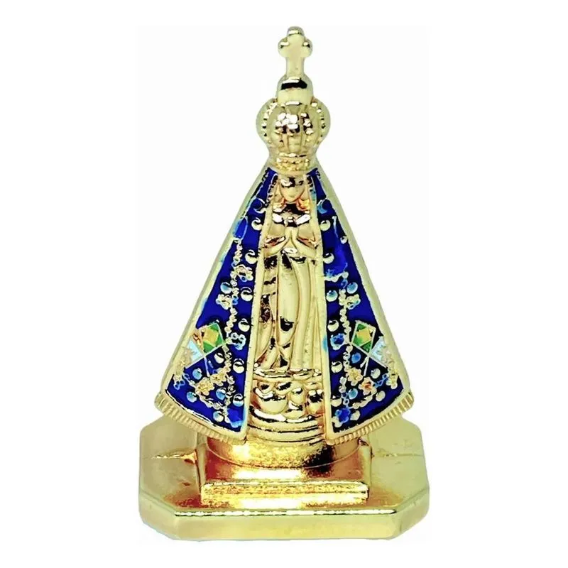 2x Imagem Mini De Nossa Senhora Aparecida Para Carro 5cm Doura
