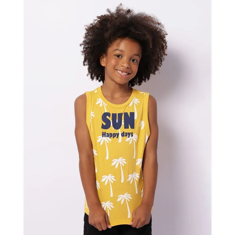 Regata Infantil Estampa Tropical Amarelo 8