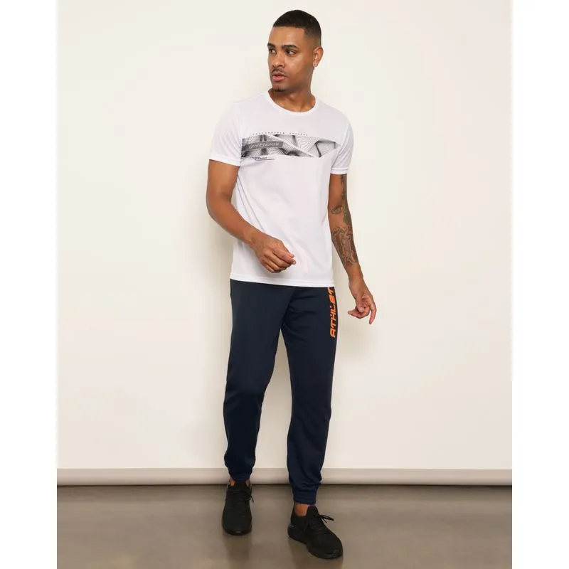 Calça Moletom Masculina Peluciada Esportiva Jogger Estampa Sortida Marinho P