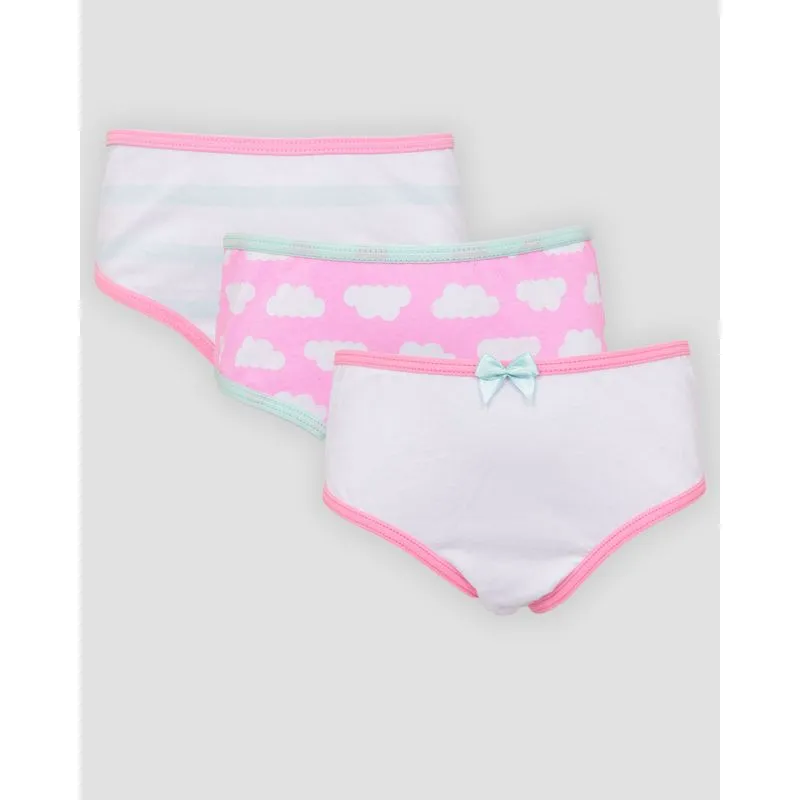 Kit 3 Calcinhas Infantis Estampadas Rosa E Branca 6