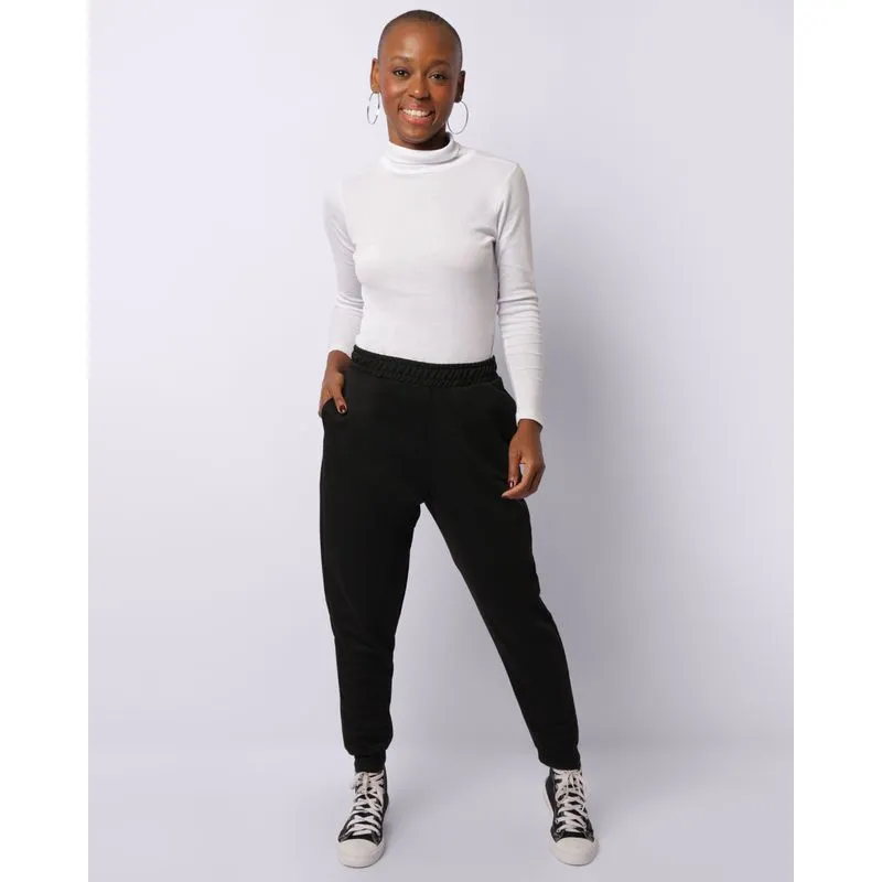 Calça Feminina Moletinho Jogger Com Bolsos Preta P