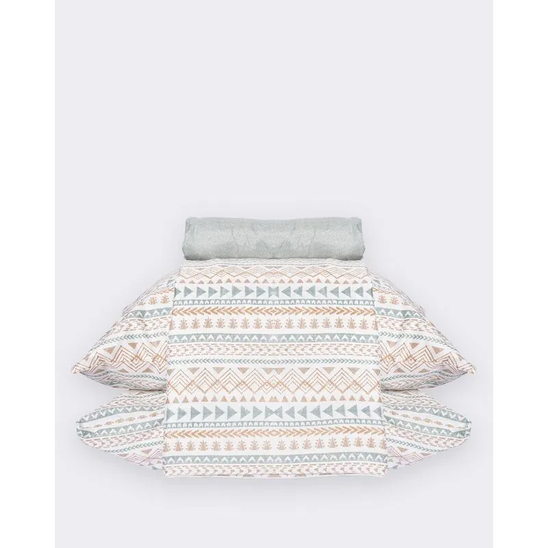 Jogo De Cama Casal Andreza 4 Peças Estampado Off White UN